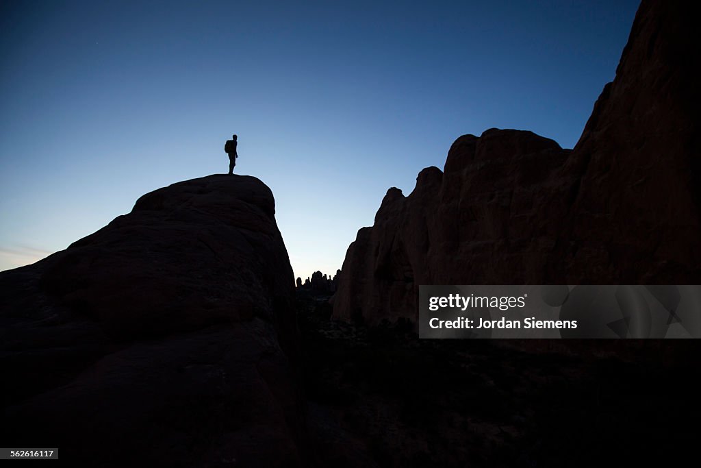 Silhouette of a backpacker