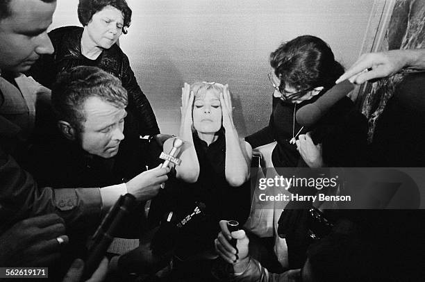 Greek actress, singer and politician Melina Mercouri gives a press conference after her protest to the United Nations, New York City, 29th August...