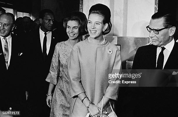 Queen Anne-Marie of Greece on a visit to U Thant at the United Nations headquarters, United States, 29th August 1967.