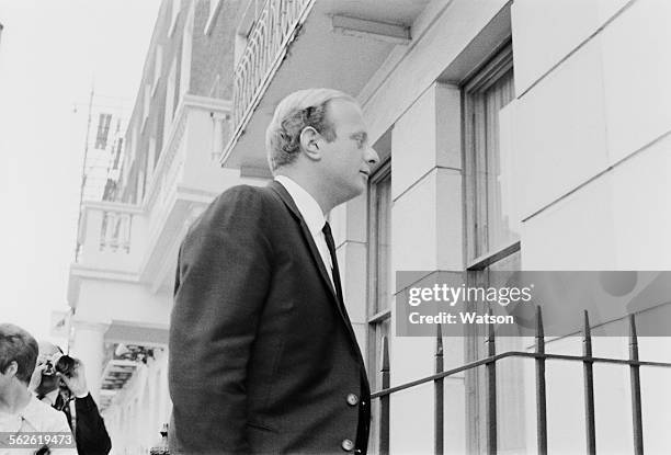 Brother of Brian Epstein, Clive Epstein, arriving outside Brian's house at 24 Chapel Street, London, 28th August 1967.