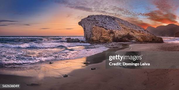 sunset in monsul beach, cabo de gata, almeria - cabo de gata stock pictures, royalty-free photos & images