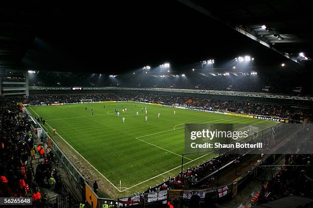 The teams prepare to kick-off during the UEFA Champions League match between Anderlecht and Chelsea at Constant Vanden Stock Stadium on November 23,...