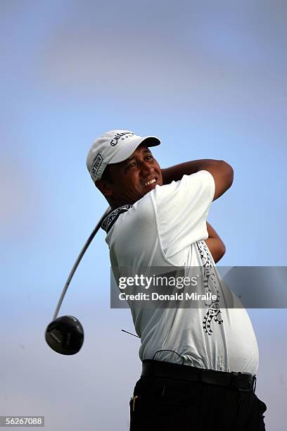 Michael Campbell tees off during the final round of the 23rd PGA Grand Slam of Golf on November 23, 2005 at Poipu Bay Golf Course in Kauai, Hawaii.