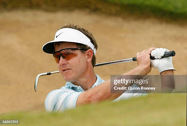 Scott Laycock of Australia in action during Day One of the Australian Open Championships at the Moonah Links Course on November 24, 2005 in...