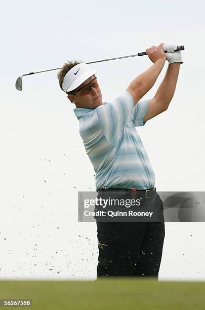 Scott Laycock of Australia in action during Day One of the Australian Open Championships at the Moonah Links Course on November 24, 2005 in...