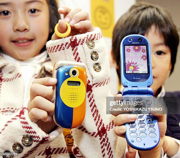 Japan's electronics giant NTT DoCoMo unveils the new child-friendly 3G mobile handset "FOMA SA 800i with GPS device to keep children safe during a...