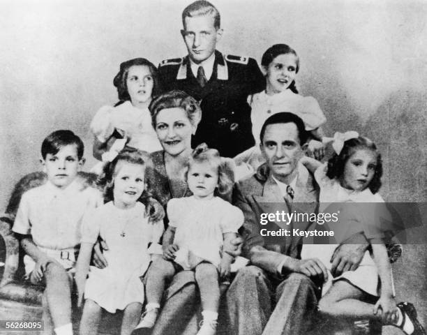 German Nazi politician and minister of propaganda Paul Joseph Goebbels with his wife Magda and their children, Helga, Hildegard, Helmut, Hedwig,...