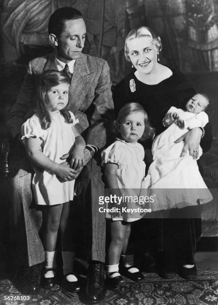 German Nazi politician and minister of propaganda Paul Joseph Goebbels with his wife Magda and their children Helga, Hildegard and Helmut, November...
