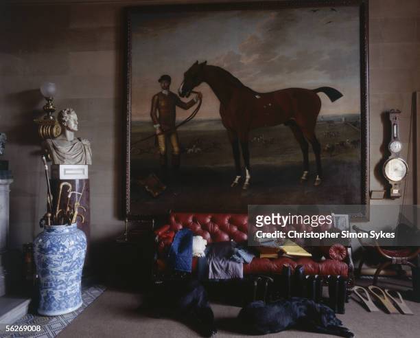 Painting of a horse in Chatsworth House, Derbyshire, 1980s.
