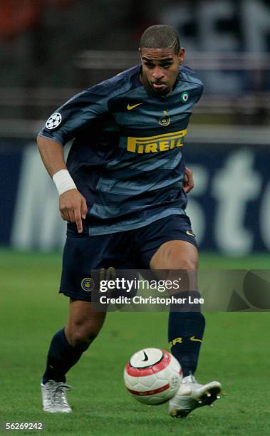 Adriano of Inter Milan in action during the Champions League Group H match between Inter Milan and FC Artmedia Bratislava at the Giuseppe Meazza San...