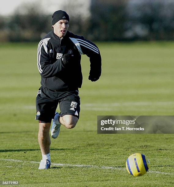 Albert Luque in action during Newcastle United Training on November 25, 2005 in Newcastle, England.