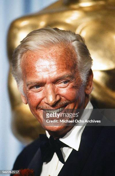 Actor Douglas Fairbanks Jr.poses backstage during the 52nd Academy Awards at Dorothy Chandler Pavilion in Los Angeles,California.