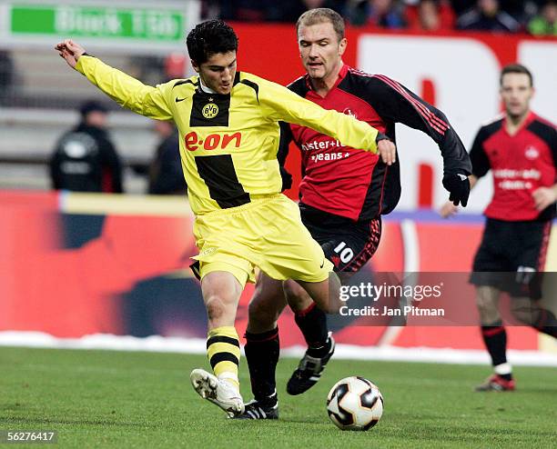 Nuri Sahin of Borussia Dortmund scores 2-0 during the Bundesliga match between 1. FC Nuremberg and Borussia Dortmund at the Franken Stadium on...