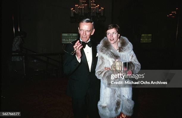 Actor Fred Astaire with wife Robyn Smith arrives to the 47th Academy Awards at Dorothy Chandler Pavilion in Los Angeles,California.