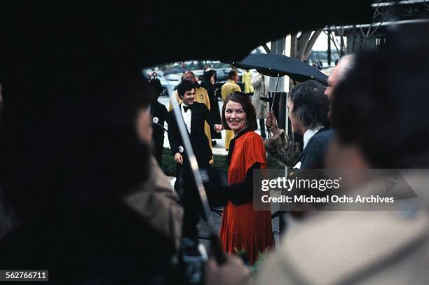 Actress Glenda Jackson arrives to the 47th Academy Awards at Dorothy Chandler Pavilion in Los Angeles,California.