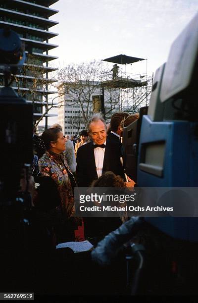 Actor James Mason with wife Clarissa Kaye arrive to the 55th Academy Awards at Dorothy Chandler Pavilion in Los Angeles,California.