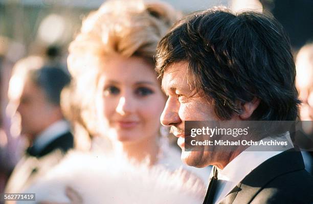 Actress Jill Ireland and actor Charles Bronson arrive to the 46th Academy Awards at Dorothy Chandler Pavilion in Los Angeles,California.