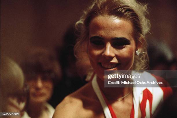 Model Margaux Hemingway arrives to the 48th Academy Awards at Dorothy Chandler Pavilion in Los Angeles,California.