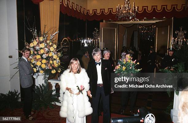 Actress Susan George and singer Jack Jones arrive to the 47th Academy Awards at Dorothy Chandler Pavilion in Los Angeles,California.