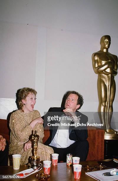 Actress Meryl Streep and her husband Don Gummer backstage during the 55th Academy Awards at Dorothy Chandler Pavilion in Los Angeles,California.