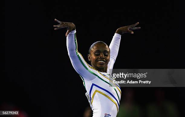 Daiane Dos Santos of Brazil in action on the Floor during the Apparatus finals of the 2005 World Gymnastics Championships at Rod Laver Arena November...