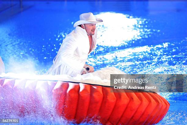 Television presenter Stefan Raab arrives at the Stefan Raab 'TV Total Turmspringen' - TV Show at the swimarena at the Europasportpark on November 26,...