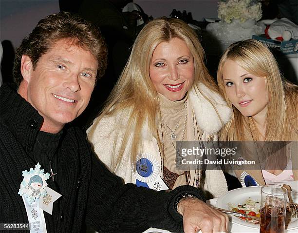 Actor/singer David Hasselhoff poses with his wife, actress Pamela Bach-Hasselhoff, and their daughter Hayley prior to their riding in the 2005...