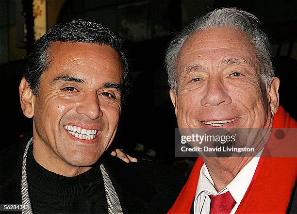 Los Angeles Mayor and Parade Grand Marshal Antonio Villaraigosa poses with Los Angeles Clippers owner Donald T. Sterling prior to the 2005 Hollywood...