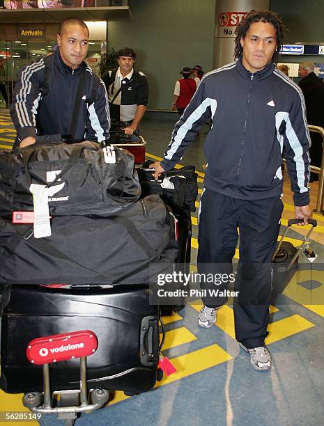 All Blacks Mose Tuiali'i and Rodney So'oialo arrive home from the All Black's end of year tour to the UK, at the Auckland International Airport,...