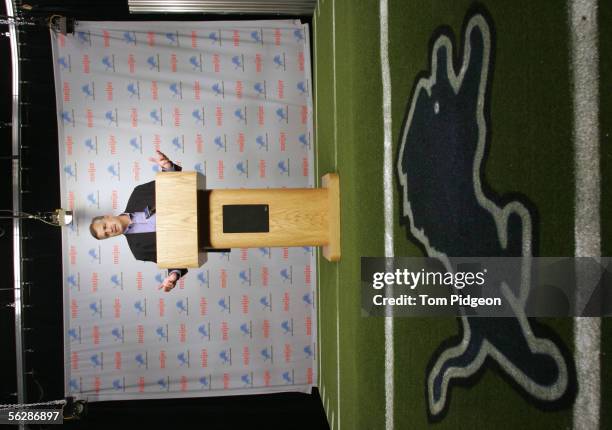 President and CEO, Matt Millen of the Detroit Lions, speaks to the media during a press conference announcing head coach Steve Mariucci was let go...