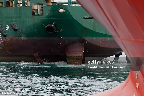 aft of green ship, angola, luanda bay - luanda bay stock pictures, royalty-free photos & images