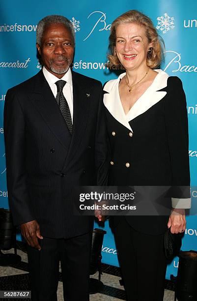 United Nations Secretary-General Kofi Annan and his wife Nane attend the 2nd Annual Snowflake Ball at the Waldorf-Astoria Hotel on November 28, 2005...