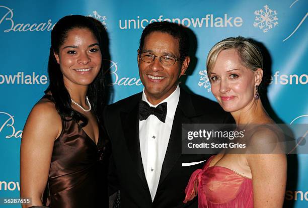 Television personality Bryant Gumbel poses with his daughter Jillian Beth and his wife Hillary at the 2nd Annual Snowflake Ball at the...