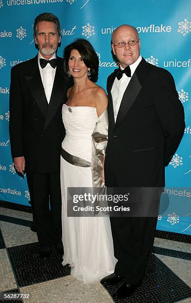 Robert Wolders, Town and Country Editor Pamela Fiori and US Fund for UNICEF President Charles J. Lyons attend the 2nd Annual Snowflake Ball at the...