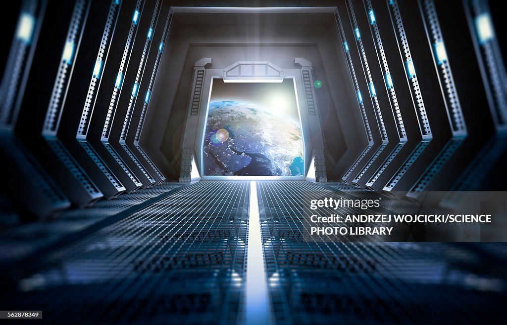Space station interior, illustration