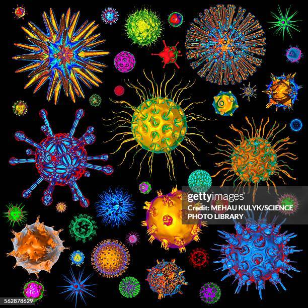 virus, illustration - pollen microscopic stock illustrations