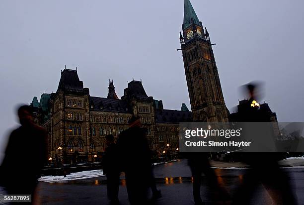 Parliament Hill is shown where a vote of no confidence was held in the House of Commons November 28, 2005 in Ottawa, Ontario Canada. The 171 to 133...