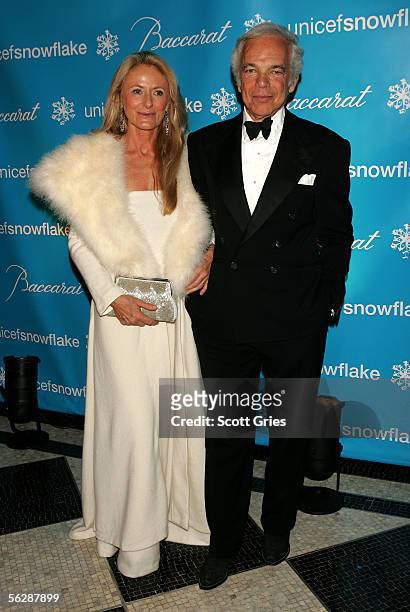 Designer Ralph Lauren and his wife Ricky attend the 2nd Annual Snowflake Ball at the Waldorf-Astoria Hotel on November 28, 2005 in New York City.