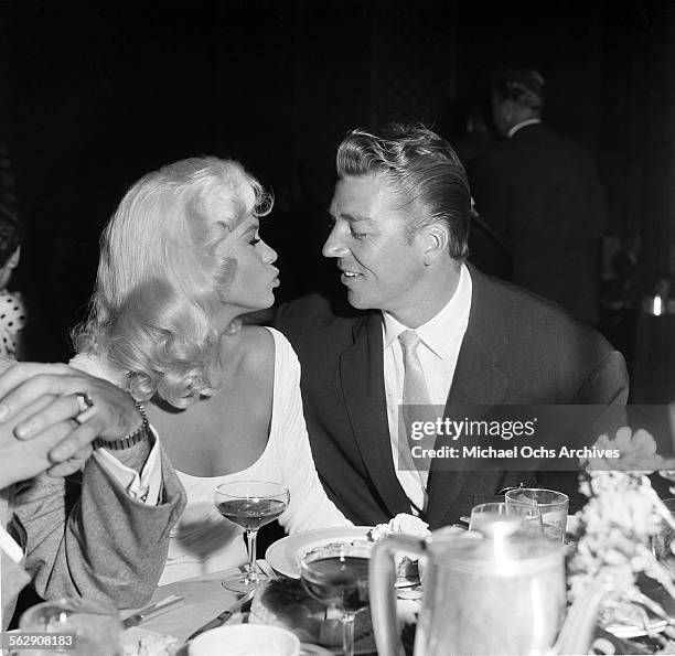 Actress Jayne Mansfield and Mickey Hargitay attend an event in Los Angeles,California.