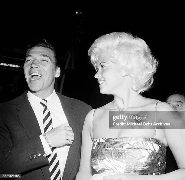 Actress Jayne Mansfield and husband Mickey Hargitay attend an event in Los Angeles,California.