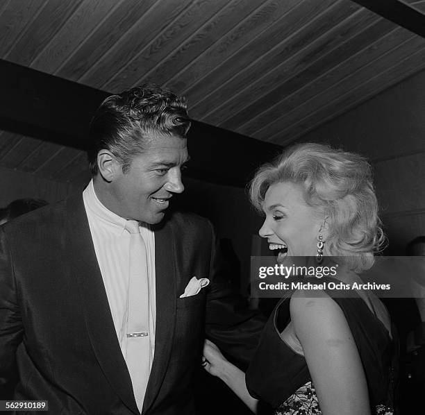 Actress Jayne Mansfield and husband Mickey Hargitay attend an event in Los Angeles,California.