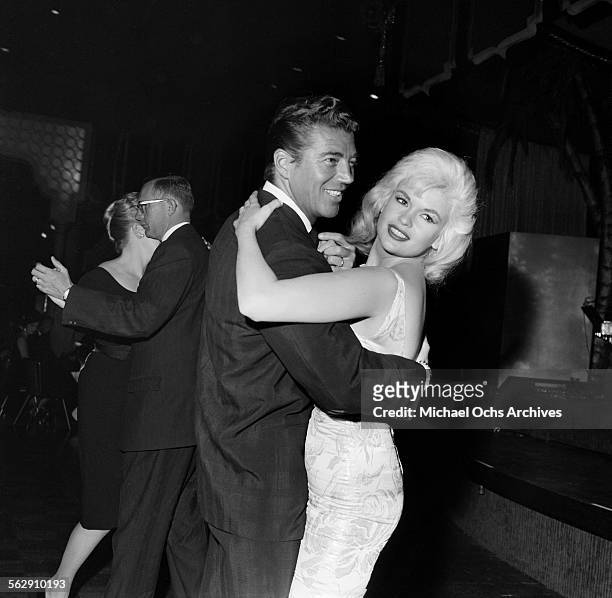 Actress Jayne Mansfield and husband Mickey Hargitay attend an event in Los Angeles,California.