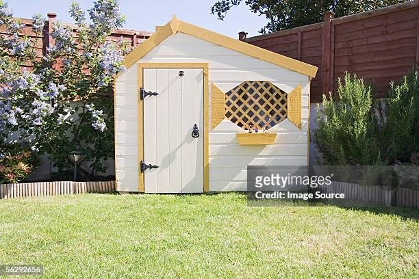 shed in a garden - shed stock pictures, royalty-free photos & images