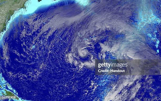 In this satellite image from the National Oceanic and Atmospheric Administration Tropical Storm Epsilon is seen November 29, 2005. The day before the...