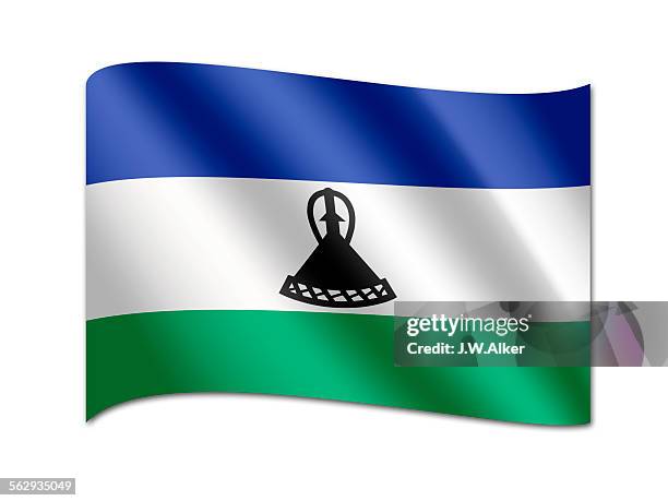 flag of lesotho - lesotho flag stock illustrations