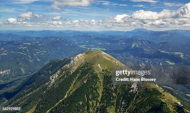 aerial view, alpine landscape, otscher, lower austria, austria - berg ötscher stock-fotos und bilder