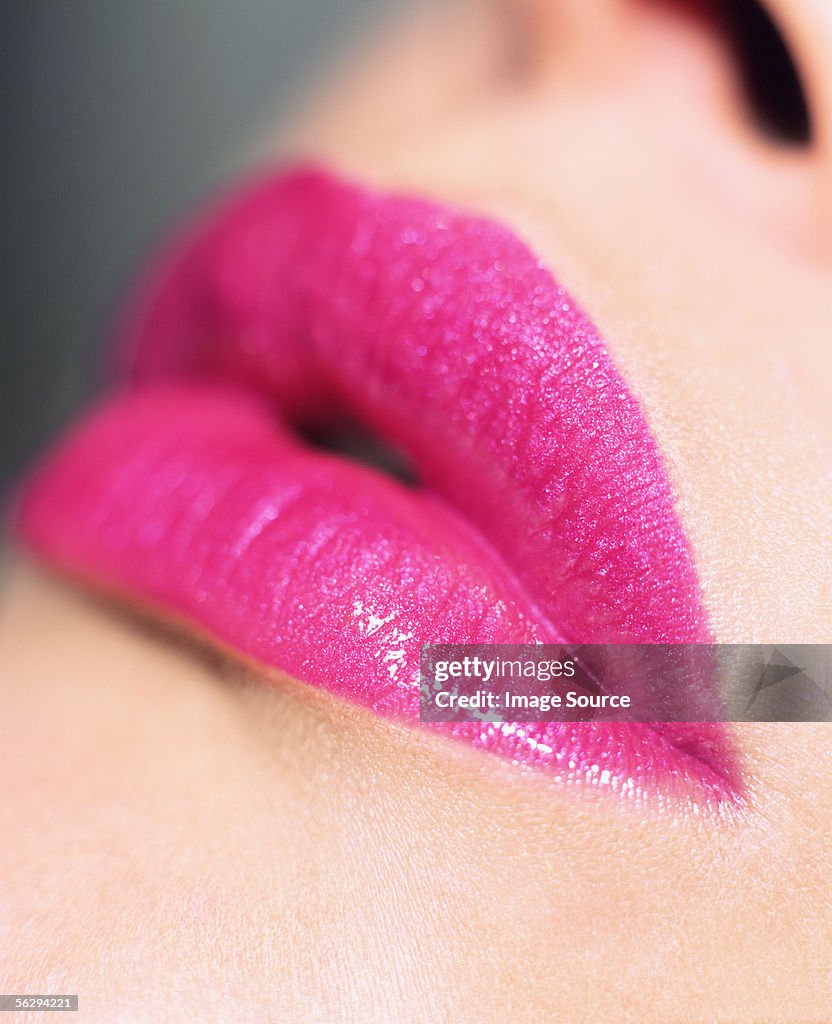 Woman wearing pink lipstick