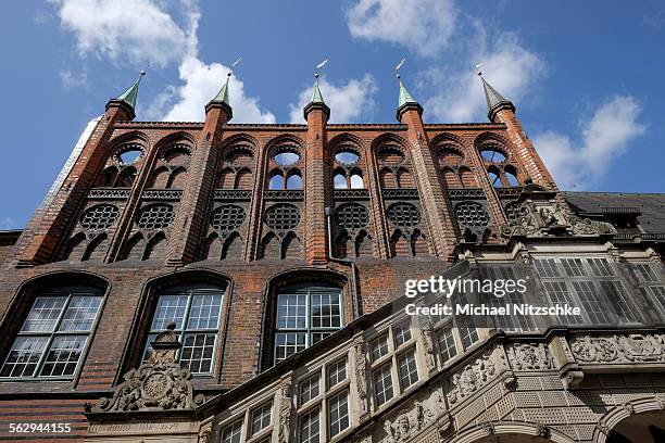 the town hall with the renaissance staircase, lubeck, schleswig-holstein, germany - lübeck foto e immagini stock