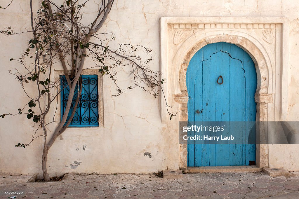 Entrance door, building, Djerba, Tunisia