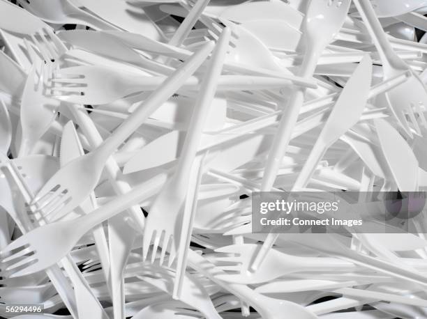 plastic cutlery - plastic fork stock pictures, royalty-free photos & images
